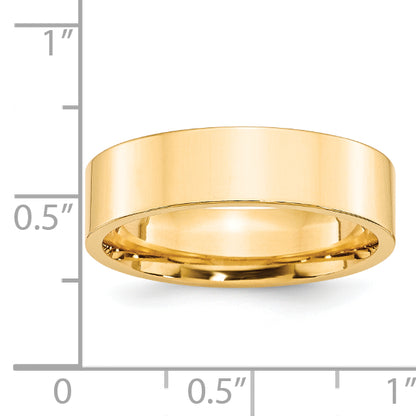 Solid 14K Yellow Gold 6mm Standard Flat Comfort Fit Men's/Women's Wedding Band Ring Size 10