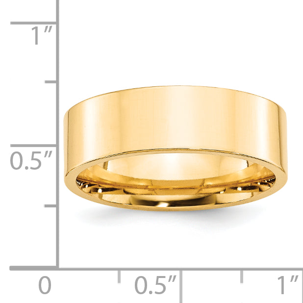 Solid 14K Yellow Gold 7mm Standard Flat Comfort Fit Men's/Women's Wedding Band Ring Size 10