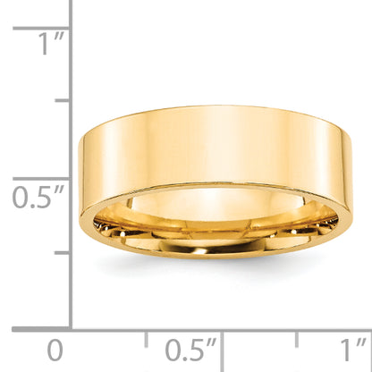 Solid 14K Yellow Gold 7mm Standard Flat Comfort Fit Men's/Women's Wedding Band Ring Size 10