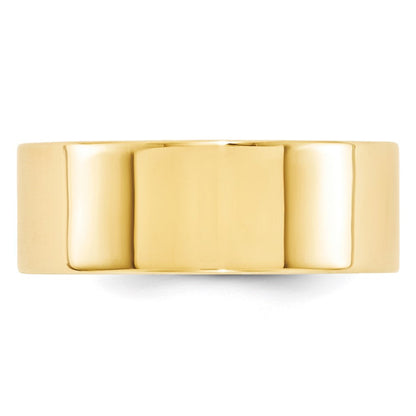 18k Yellow Gold 8mm Standard Weight Flat Comfort Fit Wedding Band Ring