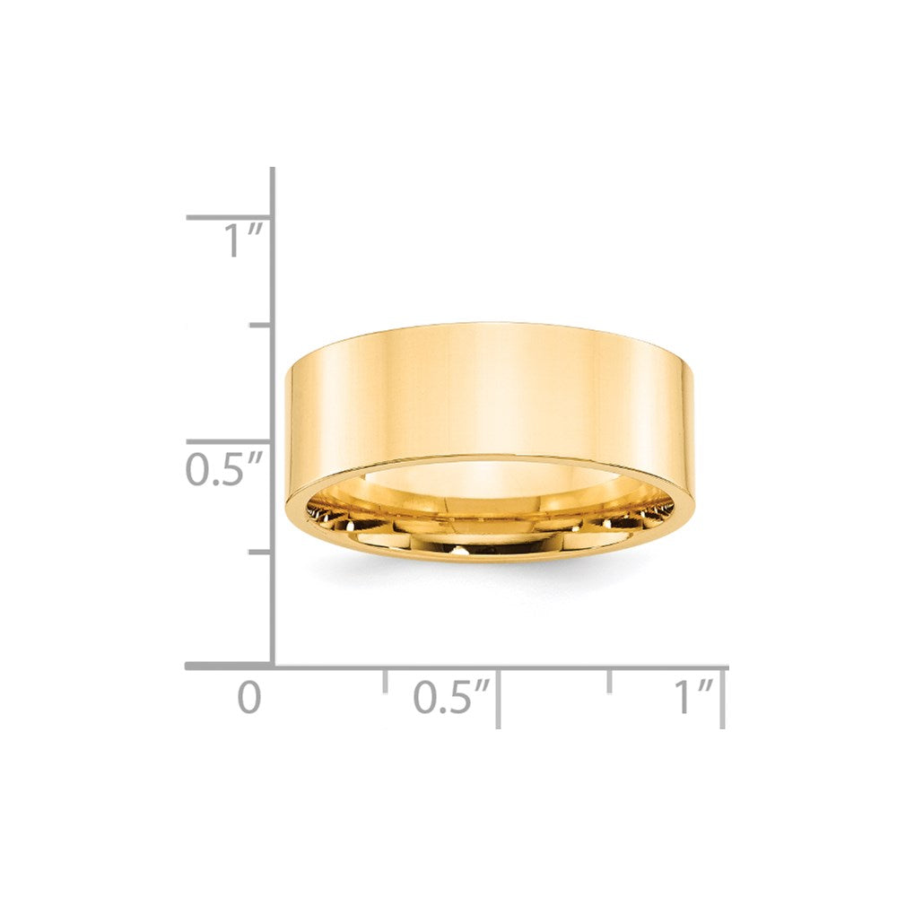 18k Yellow Gold 8mm Standard Weight Flat Comfort Fit Wedding Band Ring
