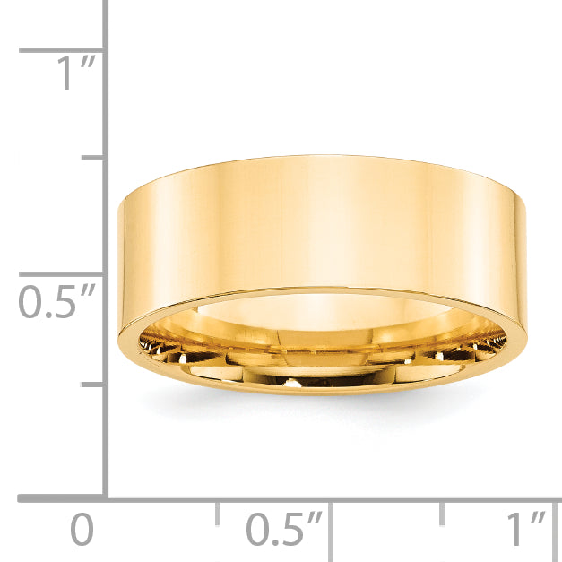 Solid 14K Yellow Gold 8mm Standard Flat Comfort Fit Men's/Women's Wedding Band Ring Size 6