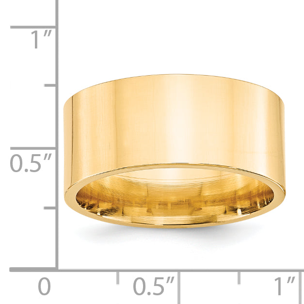 Solid 14K Yellow Gold 10mm Standard Flat Comfort Fit Men's/Women's Wedding Band Ring Size 10