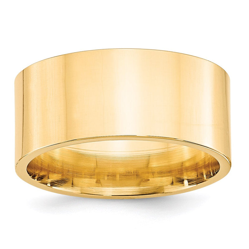 14k Yellow Gold 10mm Standard Weight Flat Comfort Fit Wedding Band Ring