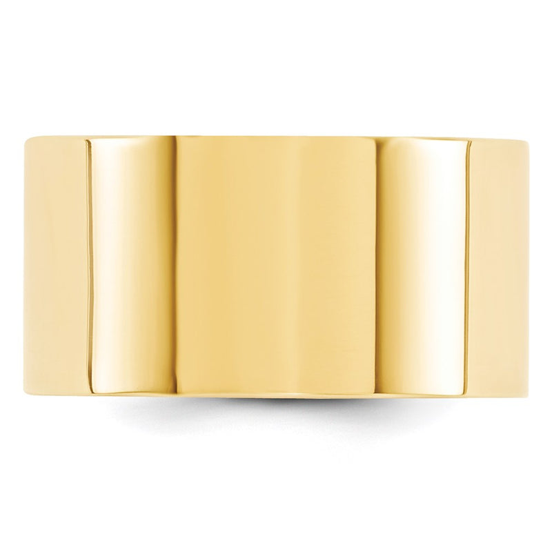 14k Yellow Gold 12mm Standard Weight Flat Comfort Fit Wedding Band Ring