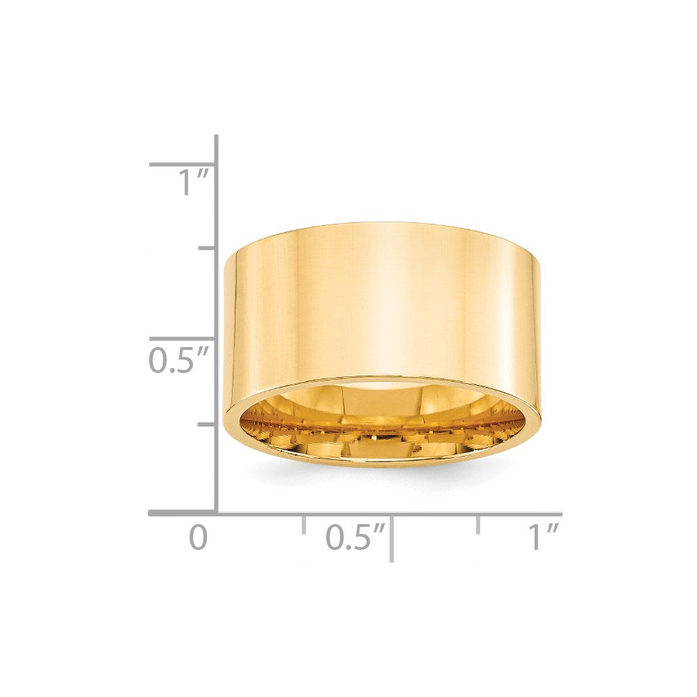 18k Yellow Gold 12mm Standard Weight Flat Comfort Fit Wedding Band Ring