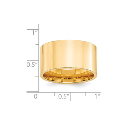 18k Yellow Gold 12mm Standard Weight Flat Comfort Fit Wedding Band Ring