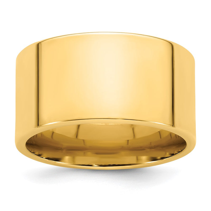 14k Yellow Gold 12mm Standard Weight Flat Comfort Fit Wedding Band Ring