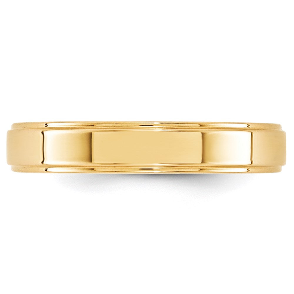 18k Yellow Gold 4mm Flat with Step Edge Wedding Band Ring