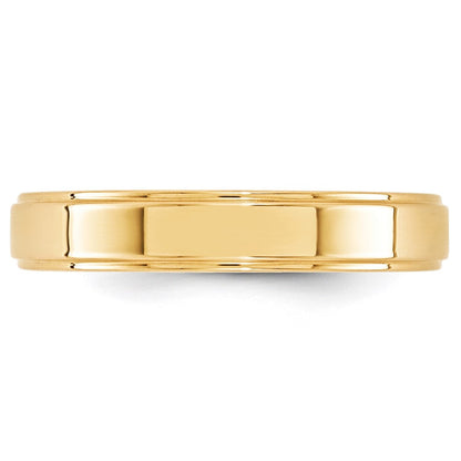 18k Yellow Gold 4mm Flat with Step Edge Wedding Band Ring