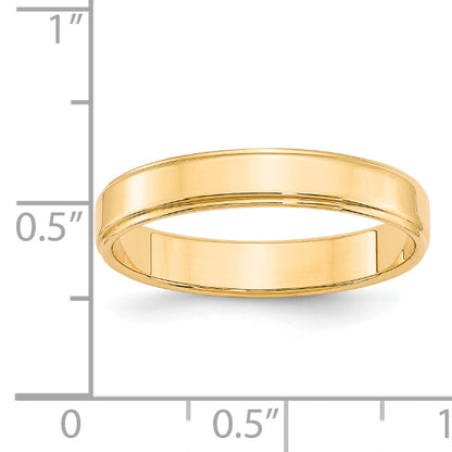 Solid 14K Yellow Gold 4mm Flat with Step Edge Men's/Women's Wedding Band Ring Size 9