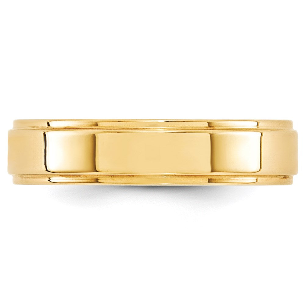 18k Yellow Gold 5mm Flat with Step Edge Wedding Band Ring