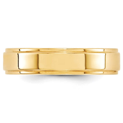 18k Yellow Gold 5mm Flat with Step Edge Wedding Band Ring