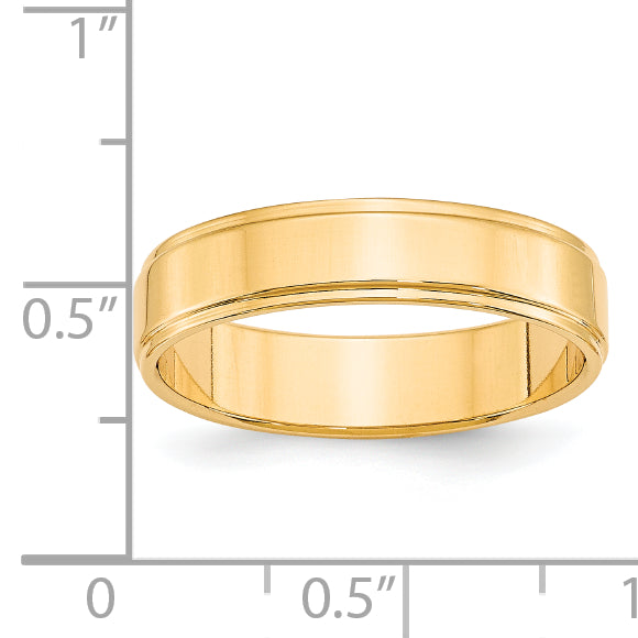 Solid 14K Yellow Gold 5mm Flat with Step Edge Men's/Women's Wedding Band Ring Size 10