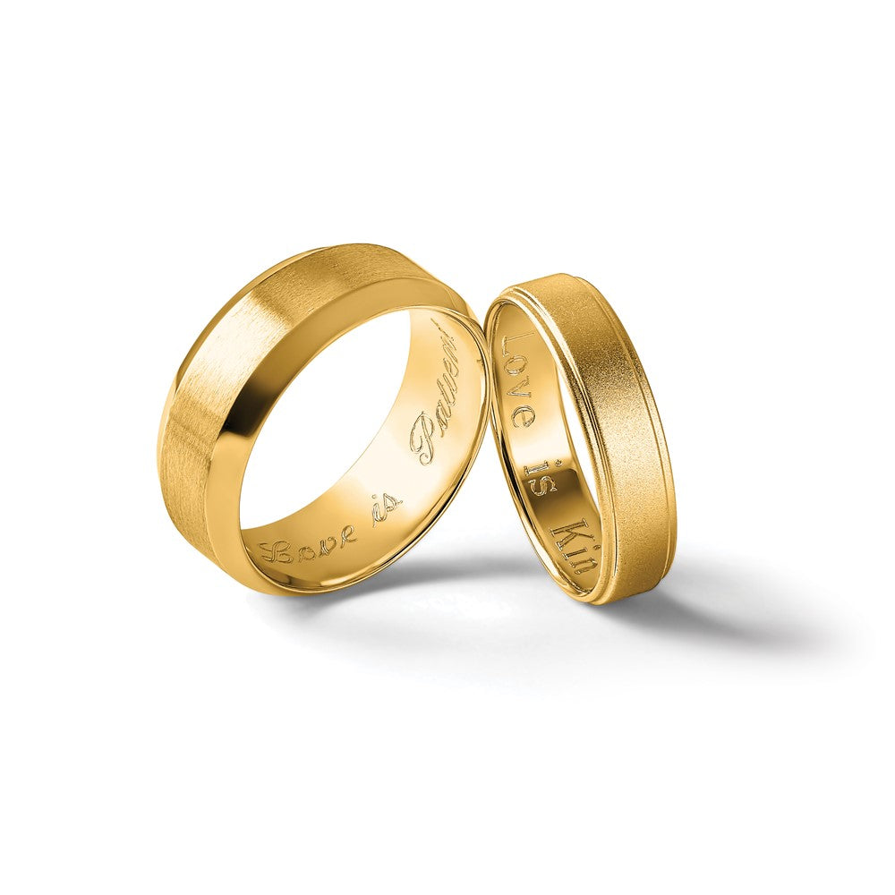 14k Yellow Gold 5mm Flat with Step Edge Wedding Band Ring