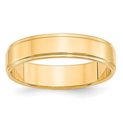 18k Yellow Gold 5mm Flat with Step Edge Wedding Band Ring