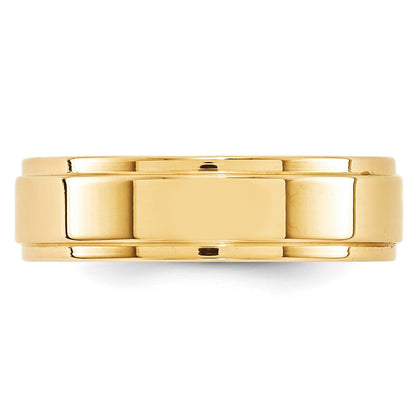 14k Yellow Gold 6mm Flat with Step Edge Wedding Band Ring