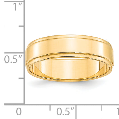 Solid 14K Yellow Gold 6mm Flat with Step Edge Men's/Women's Wedding Band Ring Size 7.5