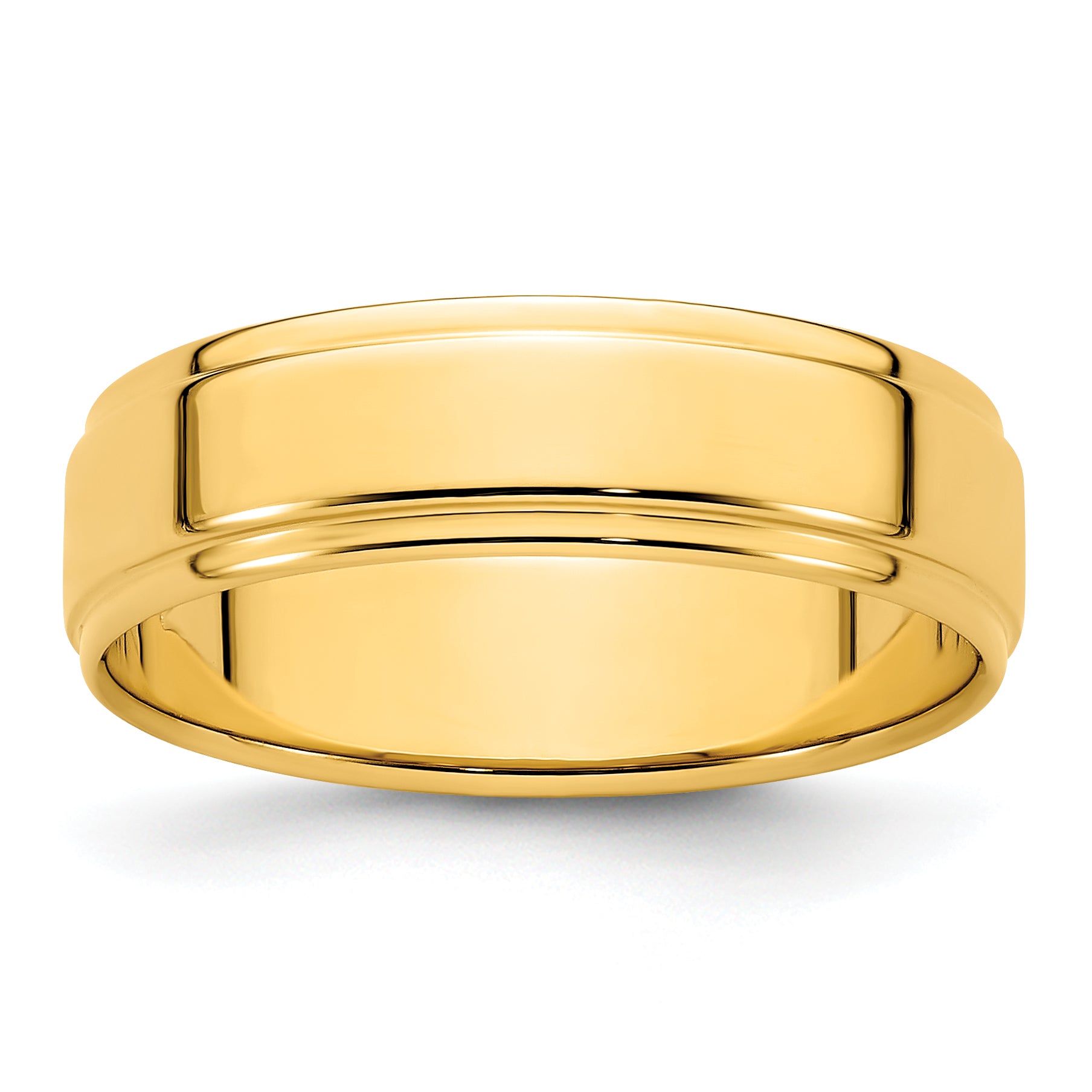 Solid 14K Yellow Gold 6mm Flat with Step Edge Men's/Women's Wedding Band Ring Size 7.5