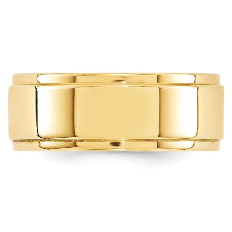 18k Yellow Gold 8mm Flat with Step Edge Wedding Band Ring
