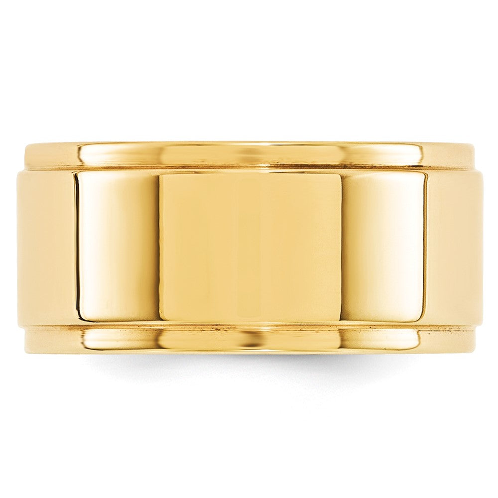 18k Yellow Gold 10mm Flat with Step Edge Wedding Band Ring