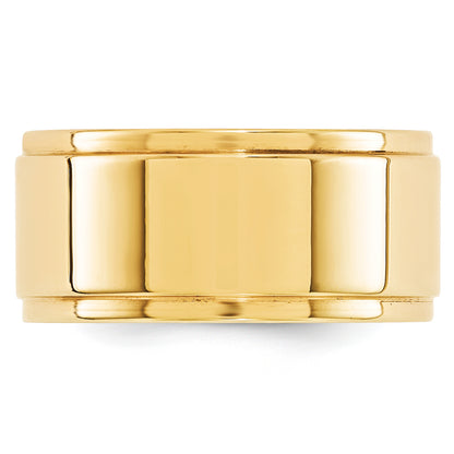 Solid 14K Yellow Gold 10mm Flat with Step Edge Men's/Women's Wedding Band Ring Size 10.5