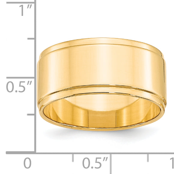 Solid 14K Yellow Gold 10mm Flat with Step Edge Men's/Women's Wedding Band Ring Size 10