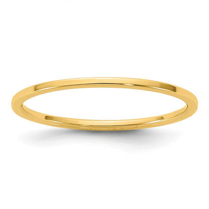 10K Yellow Gold 10Ky 1mm Lightweight Flat Band Size 8.5