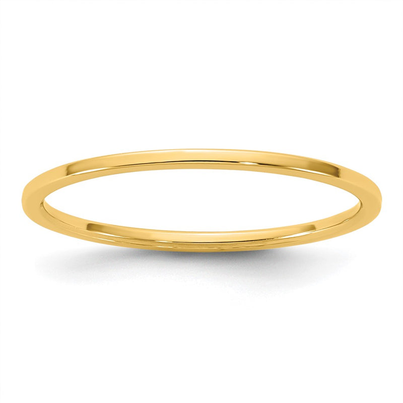 10K Yellow Gold 10Ky 1mm Lightweight Flat Band Size 14