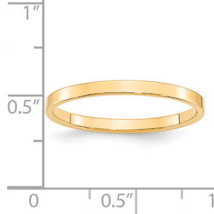 Solid 14K Yellow Gold 2mm Light Weight Flat Men's/Women's Wedding Band Ring Size 10