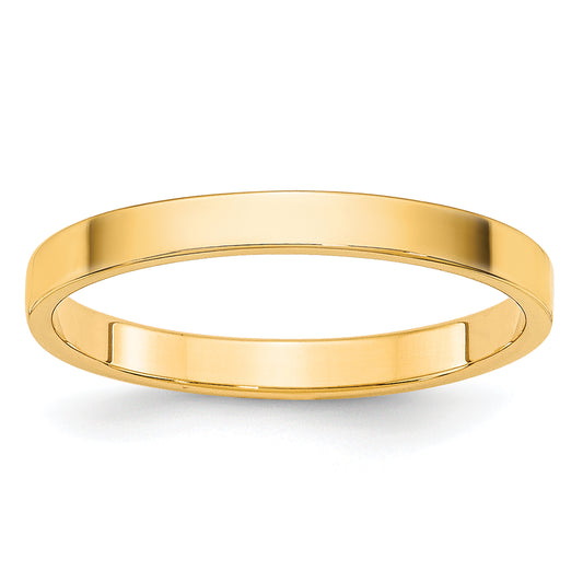 Solid 14K Yellow Gold 2mm Light Weight Flat Men's/Women's Wedding Band Ring Size 10