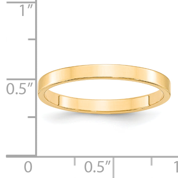 Solid 14K Yellow Gold 2.5mm Light Weight Flat Men's/Women's Wedding Band Ring Size 10