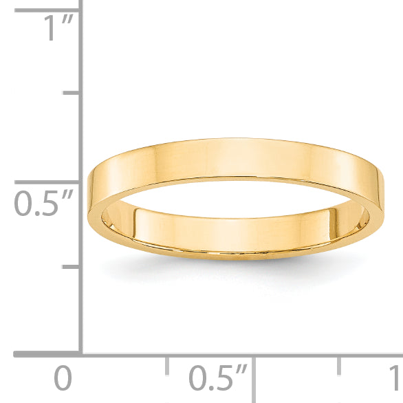 Solid 14K Yellow Gold 3mm Light Weight Flat Men's/Women's Wedding Band Ring Size 10