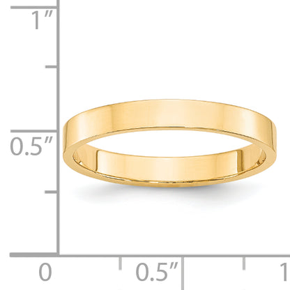 Solid 14K Yellow Gold 3mm Light Weight Flat Men's/Women's Wedding Band Ring Size 10