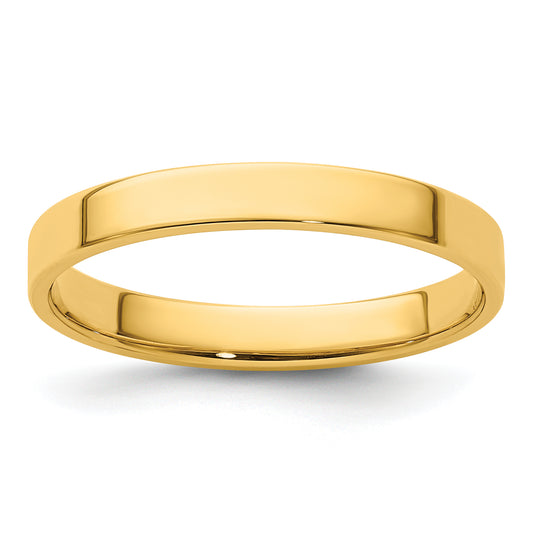Solid 14K Yellow Gold 3mm Light Weight Flat Men's/Women's Wedding Band Ring Size 10