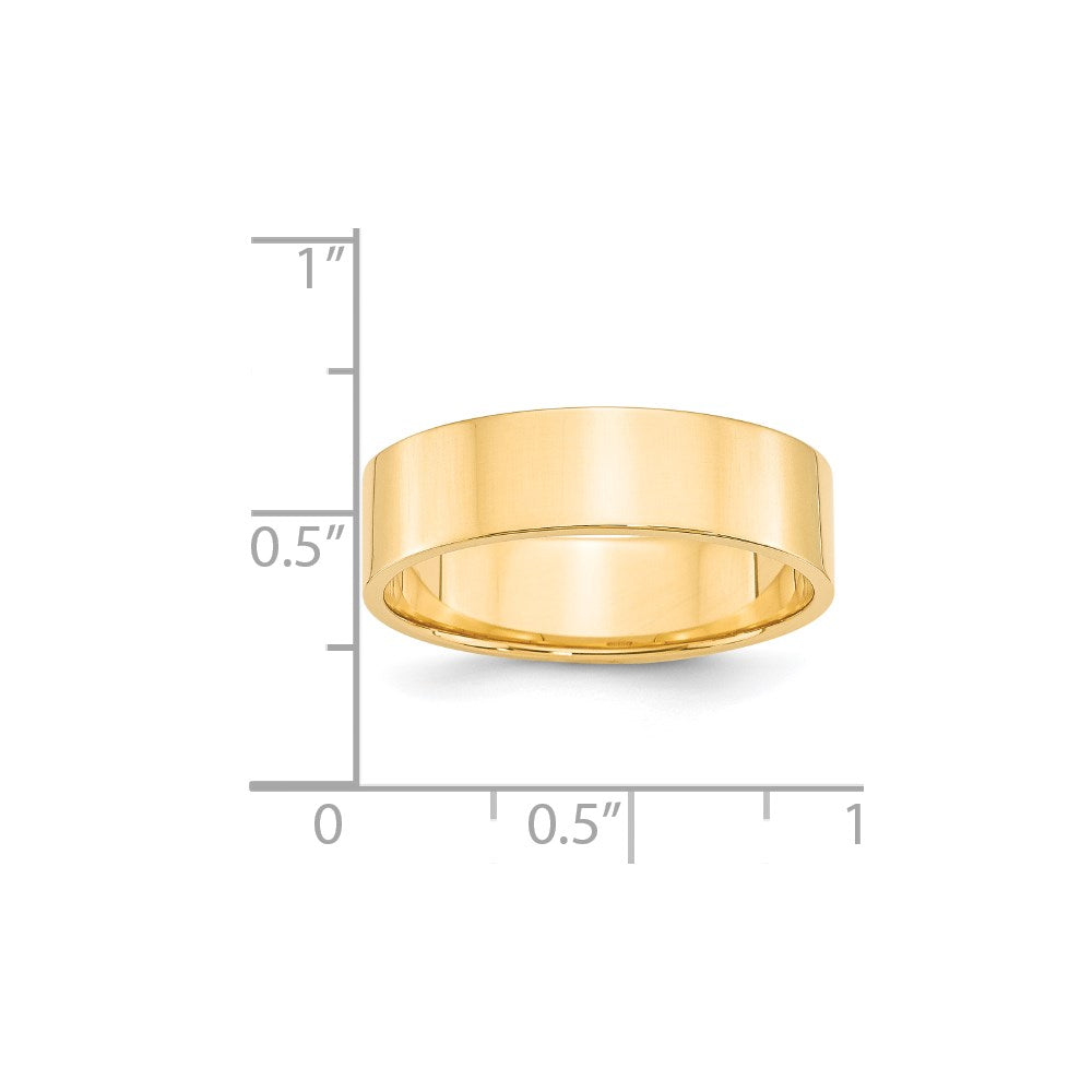 18k Yellow Gold 6mm Lightweight Flat Wedding Band Ring