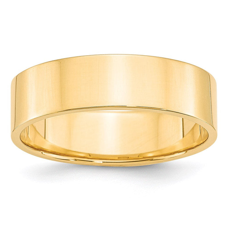 18k Yellow Gold 6mm Lightweight Flat Wedding Band Ring