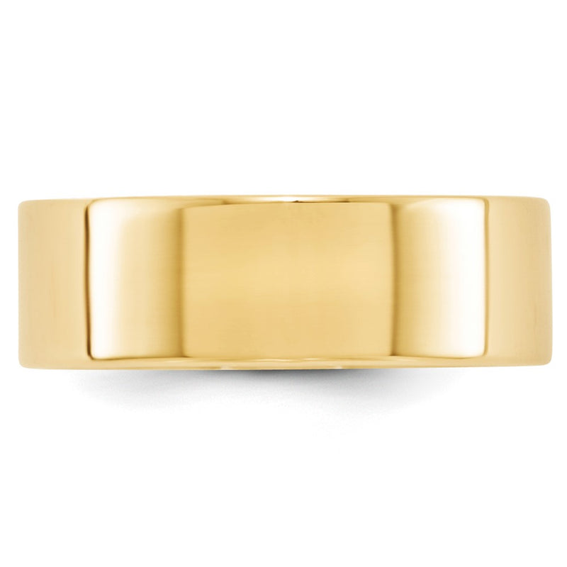 14k Yellow Gold 7mm Lightweight Flat Wedding Band Ring