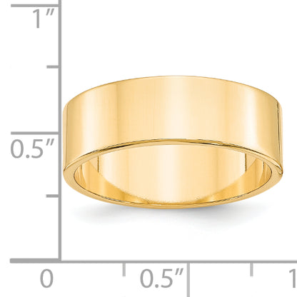 Solid 14K Yellow Gold 7mm Light Weight Flat Men's/Women's Wedding Band Ring Size 10