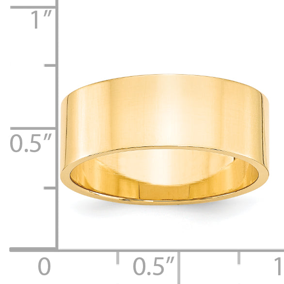 Solid 14K Yellow Gold 8mm Light Weight Flat Men's/Women's Wedding Band Ring Size 10