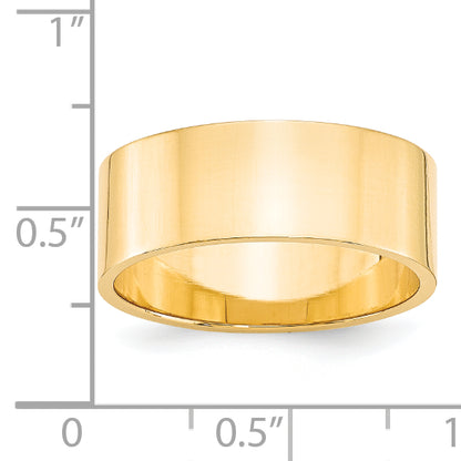 Solid 14K Yellow Gold 8mm Light Weight Flat Men's/Women's Wedding Band Ring Size 13