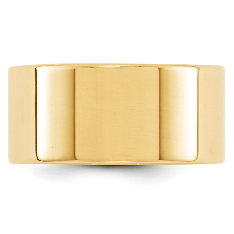 14k Yellow Gold 10mm Lightweight Flat Wedding Band Ring