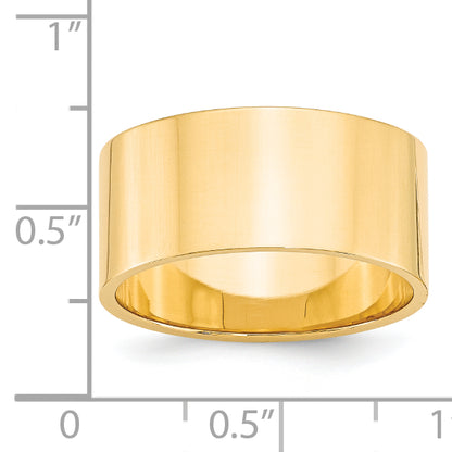 Solid 14K Yellow Gold 10mm Light Weight Flat Men's/Women's Wedding Band Ring Size 10