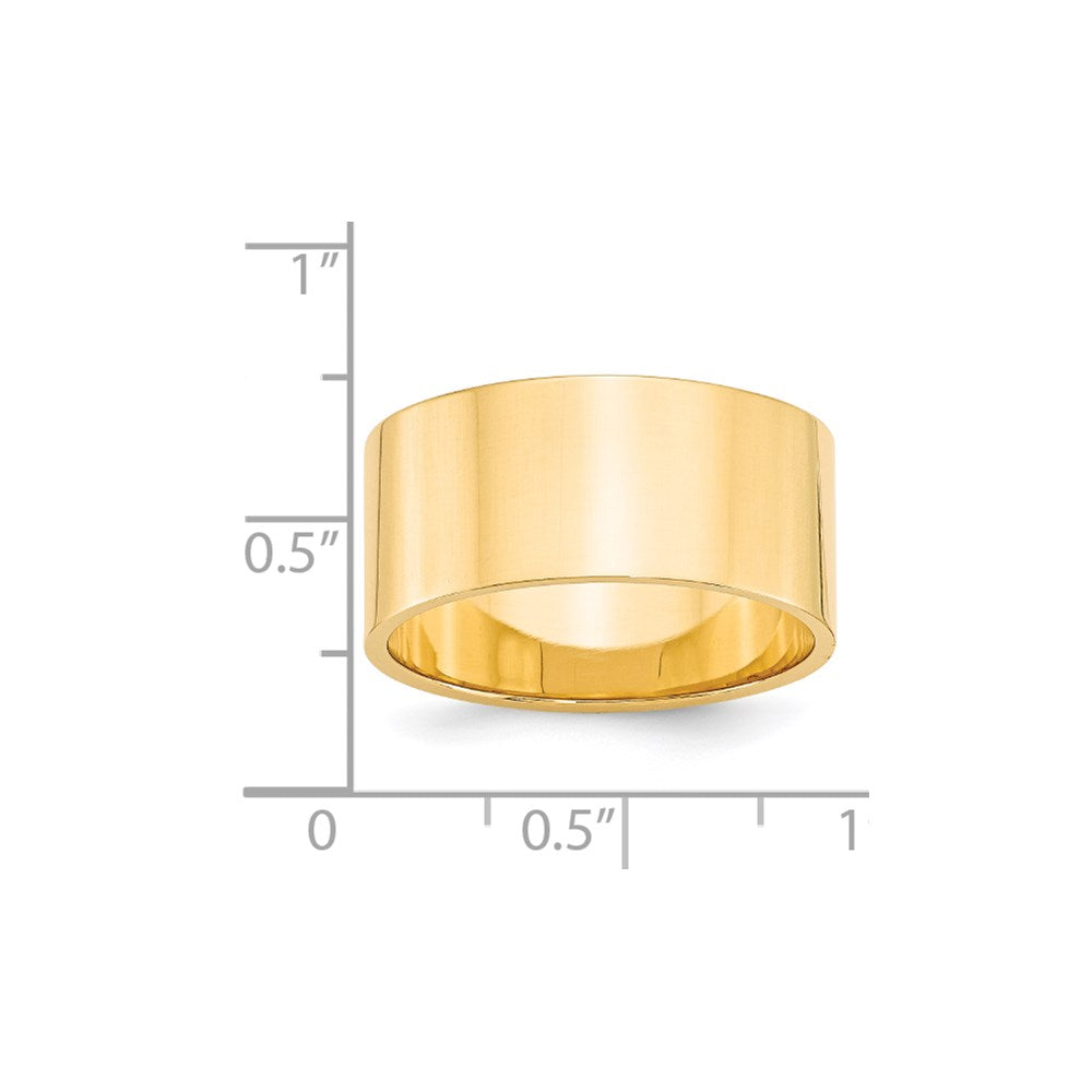 18k Yellow Gold 10mm Lightweight Flat Wedding Band Ring