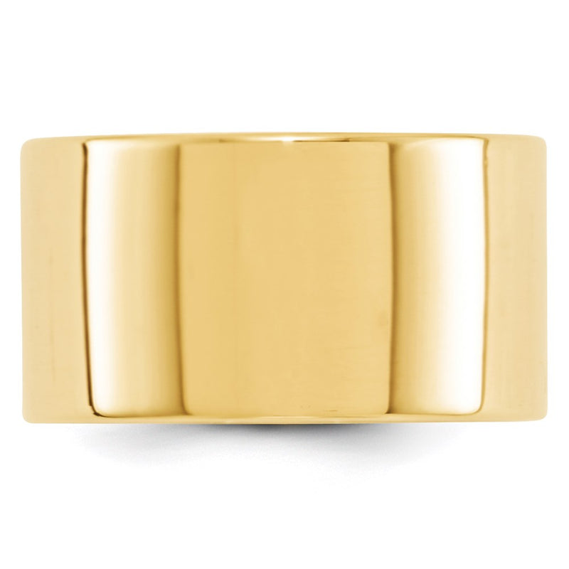 14k Yellow Gold 12mm Lightweight Flat Wedding Band Ring