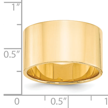Solid 14K Yellow Gold 12mm Light Weight Flat Men's/Women's Wedding Band Ring Size 13