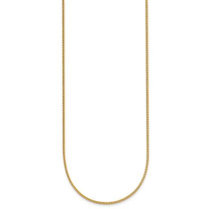 14K Yellow Gold 16 inch .9mm Franco with Lobster Clasp Chain Necklace
