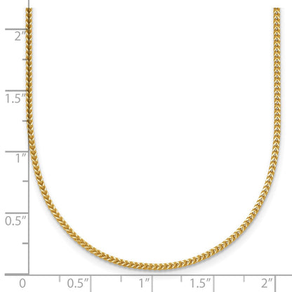 14K Yellow Gold 16 inch .9mm Franco with Lobster Clasp Chain Necklace