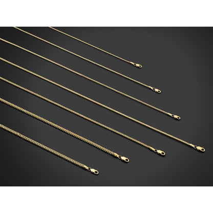 14K Yellow Gold 16 inch .9mm Franco with Lobster Clasp Chain Necklace