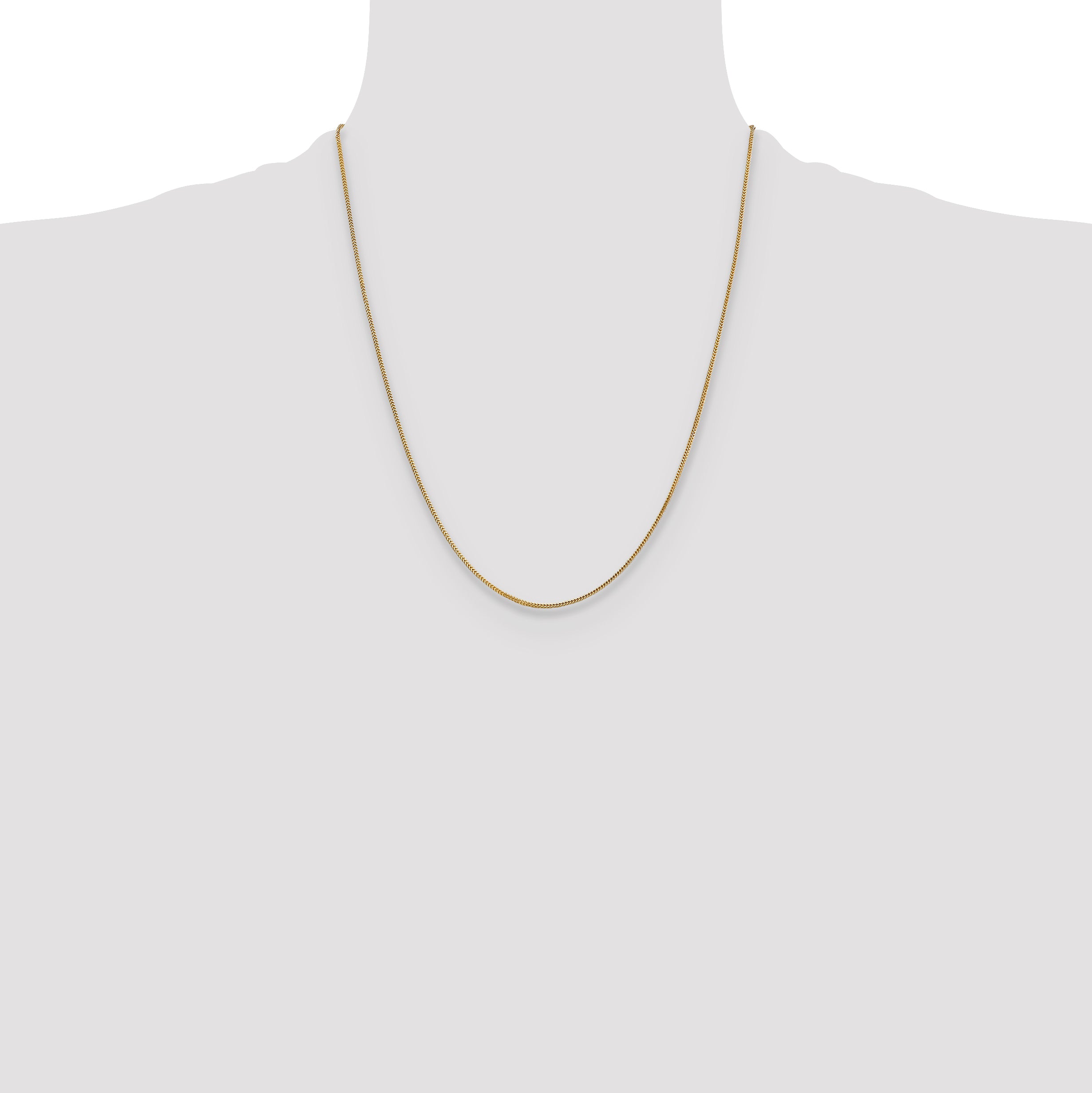 14K Yellow Gold 22 Inch .9mm Franco With Lobster Clasp Chain Necklace